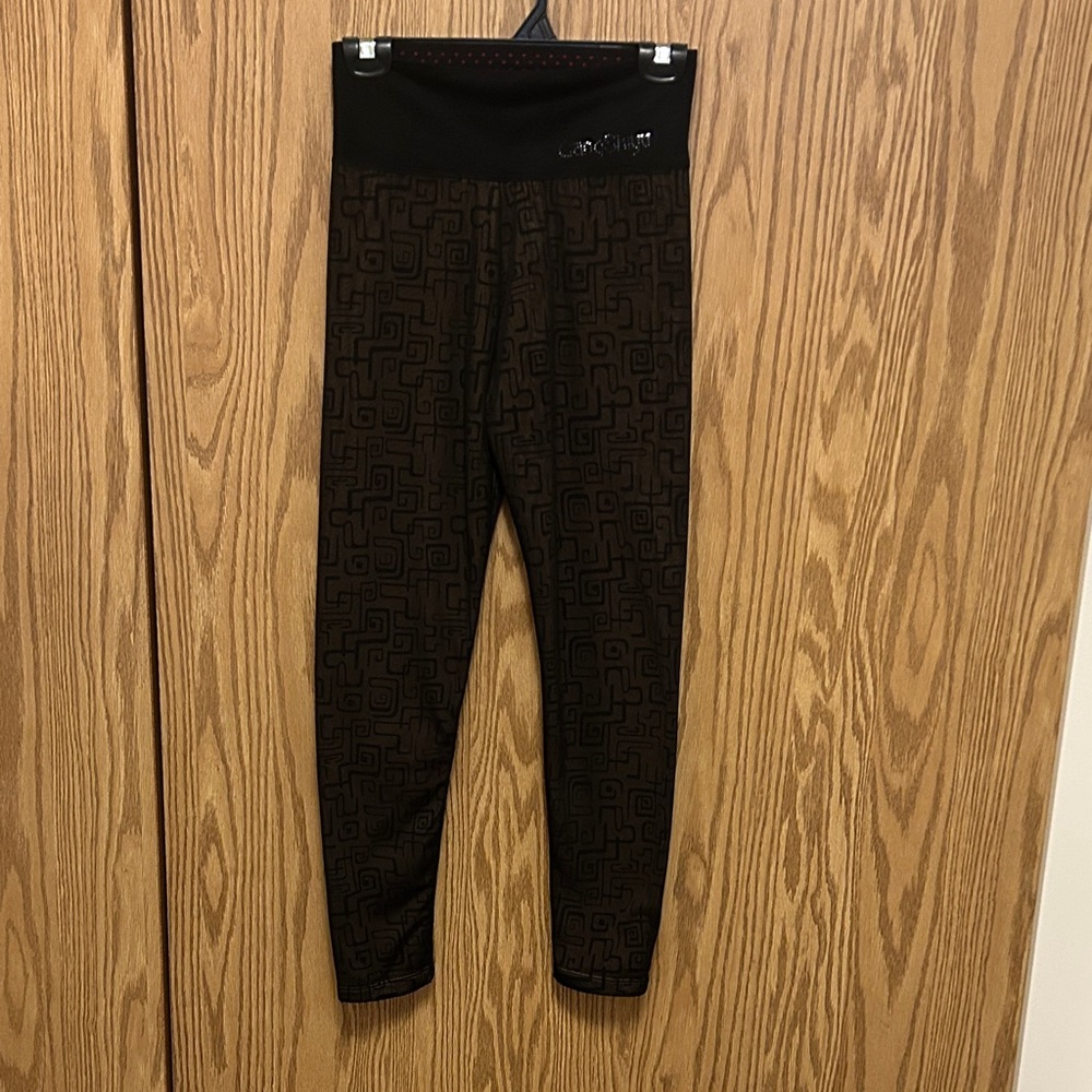 GangShiyu Black Geometric Fleece Leggings size small